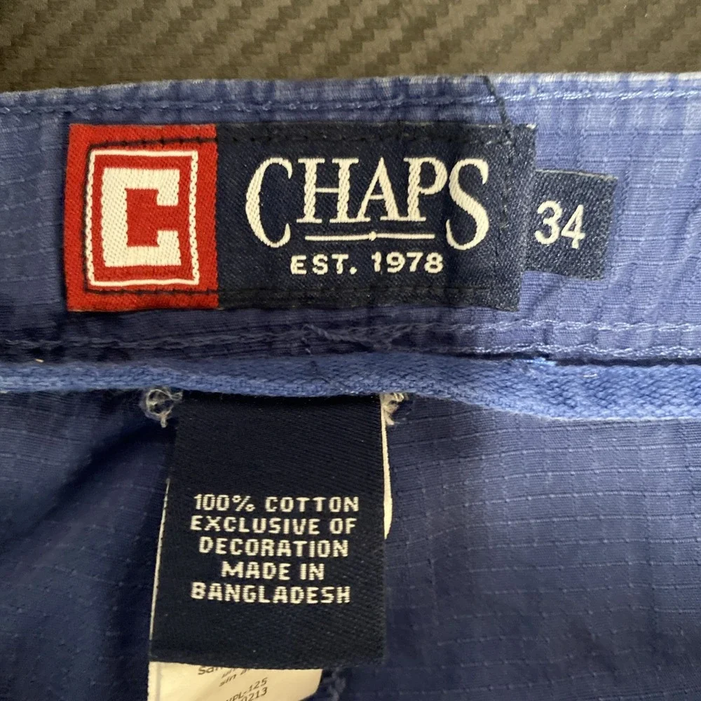 Chaps Mens Shorts SZ 34 Blue Cargo Flat Front